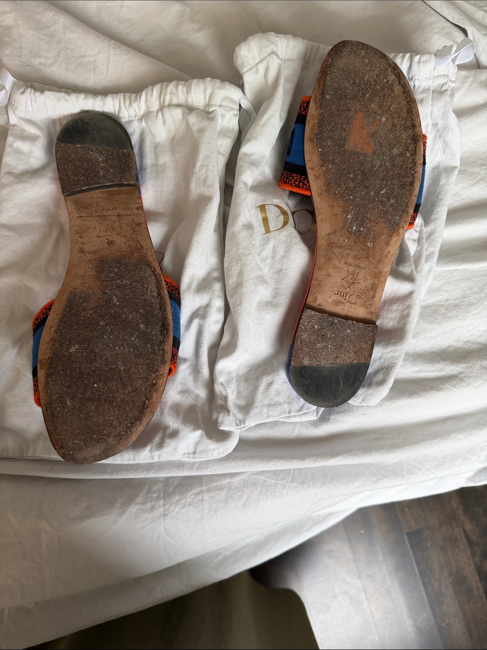 Dior Blue and Orange Logo Slide Sandals - Picture 7 of 7